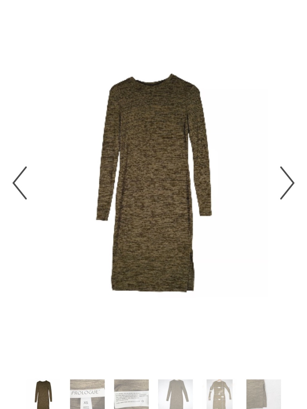 Prologue Marled Olive Long-Sleeve Midi Dress